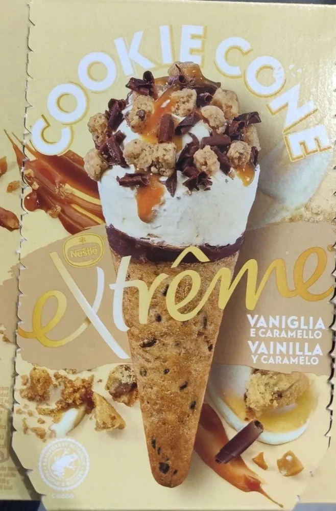 Cookie cone extrême vaniglia e caramello