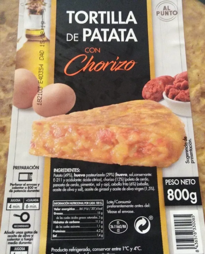 Tortilla de patata con chorizo