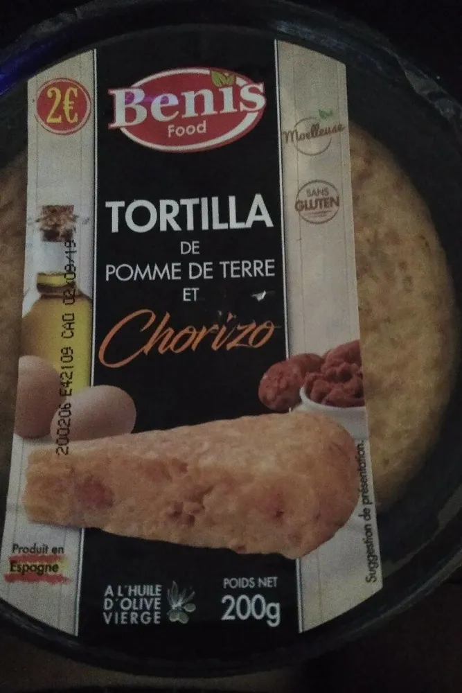 Tortilla pomme de terre et chorizo