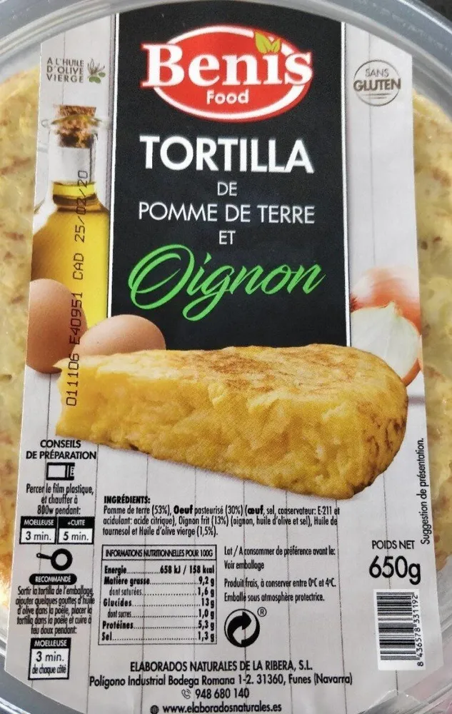 Tortilla de pomme de terre et oignon