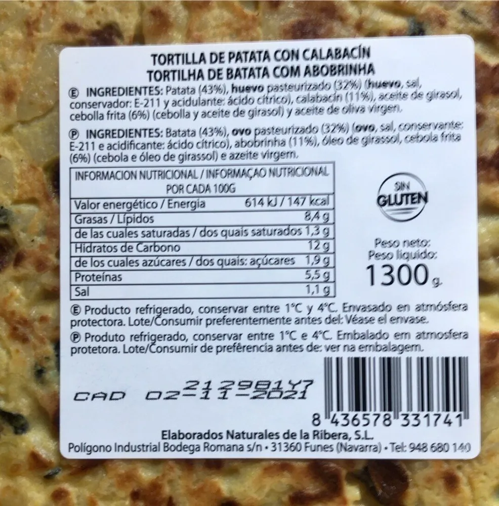 Tortilla patata con calabacin