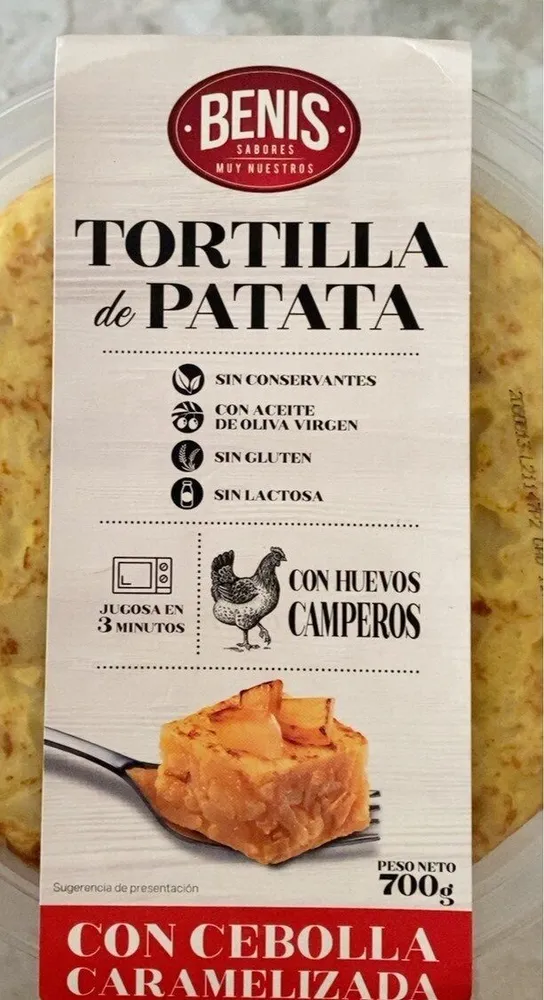 Tortilla de patata con cebolla caramelizada