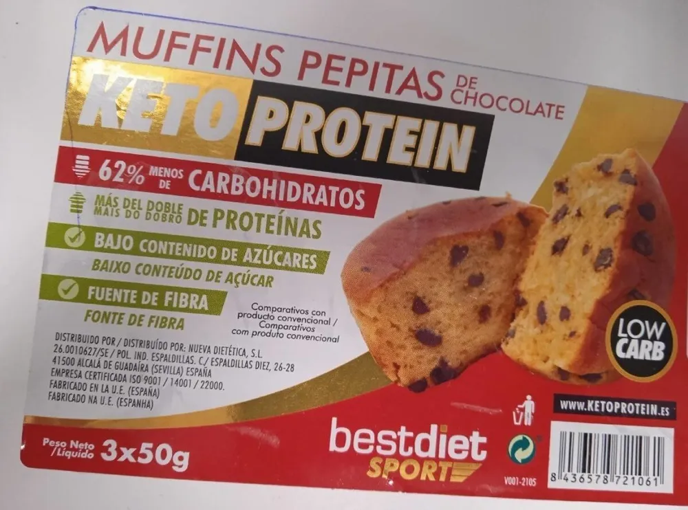 Ketoprotein Muffins pepitas de chocolate