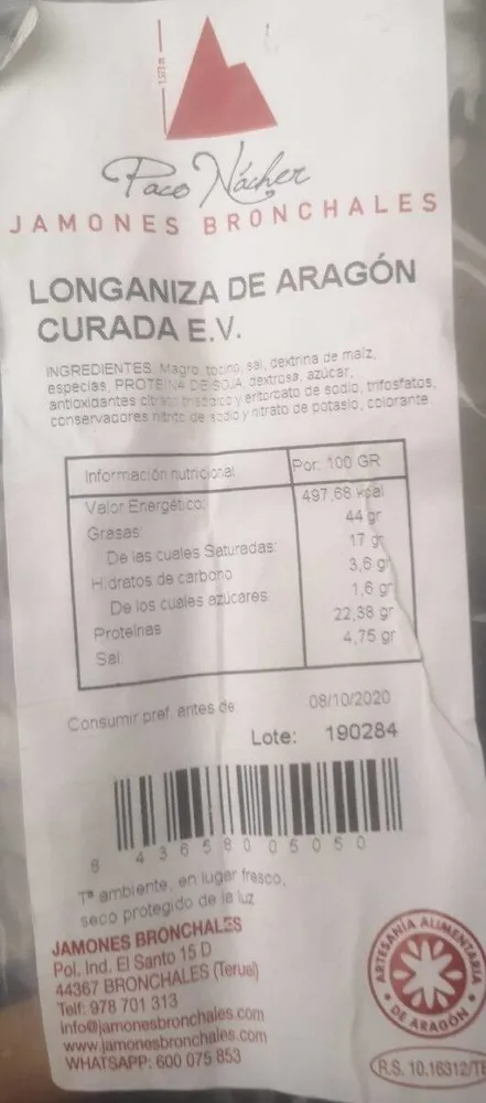 Longaniza de Aragon curada