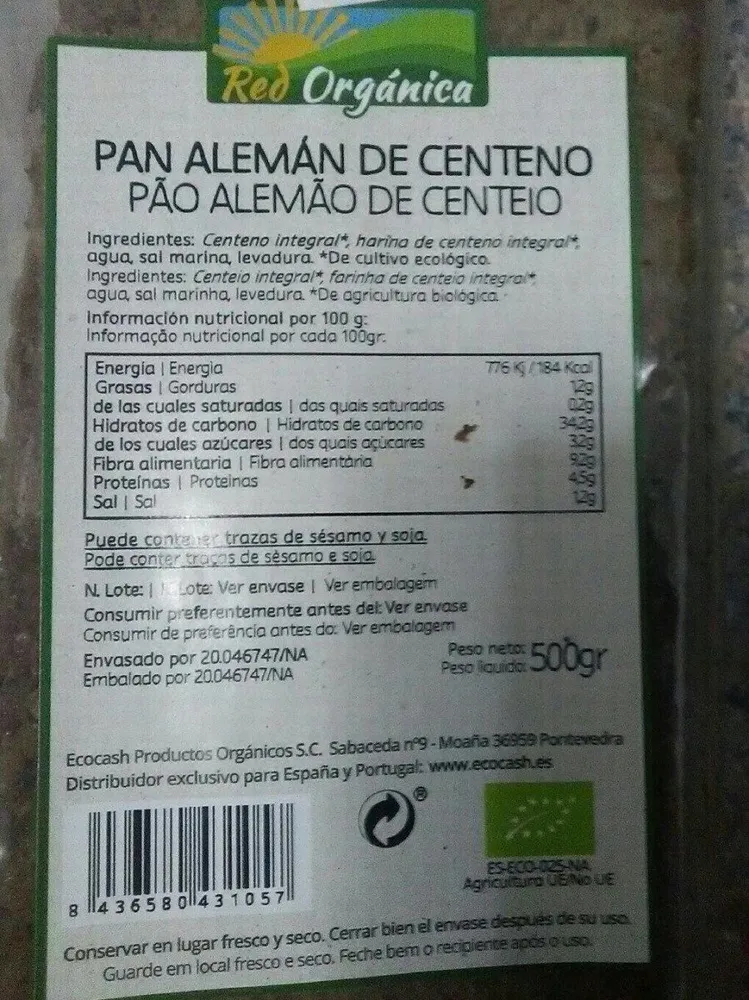 Pan Alemán de Centeno