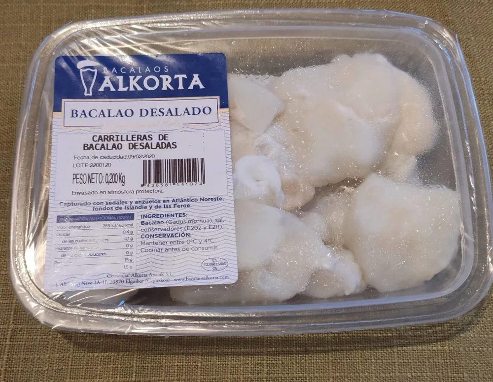 Carrilleras de bacalao desaladas