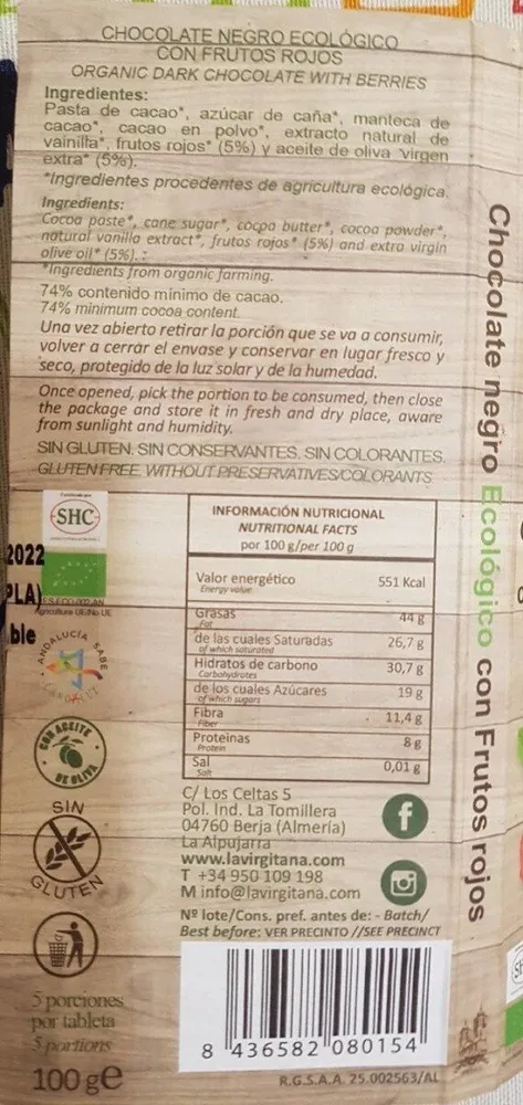 Chocolate negro ecológico