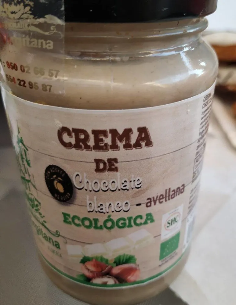 Crema de chocolate blanco avellana ecológica