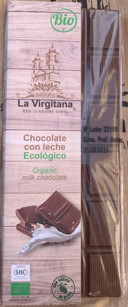 Chocolate con leche ecologico con aceite de oliva