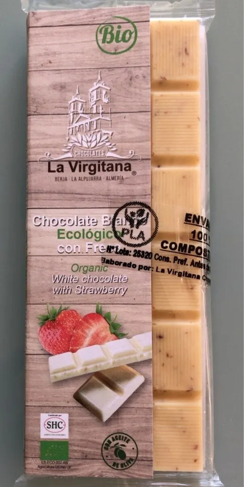 Chocolate blanco ecológico con fresa