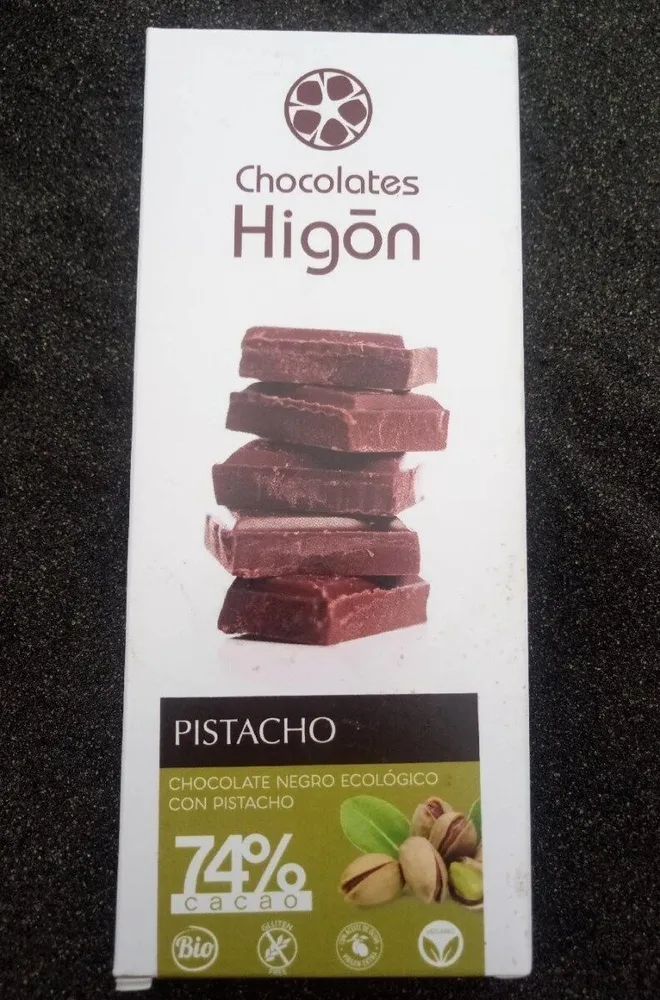 Chocolate negro ecológico con pistacho