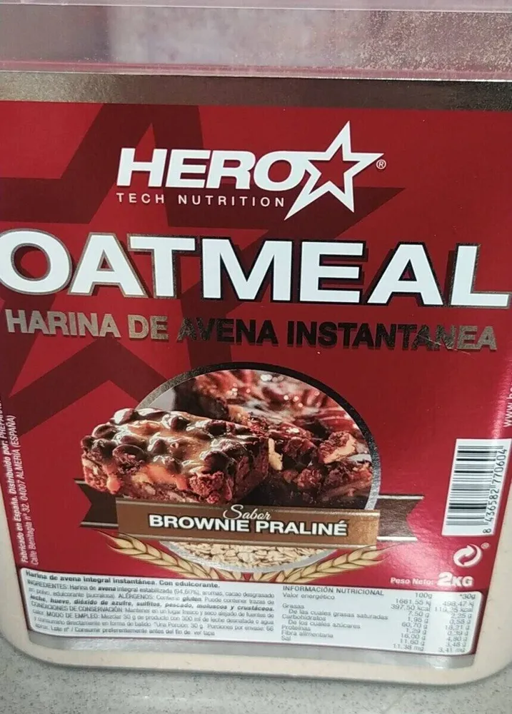 Harina de avena instantánea brownie praline