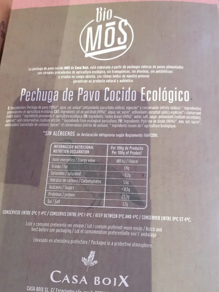 Pechuga de pavo cocido