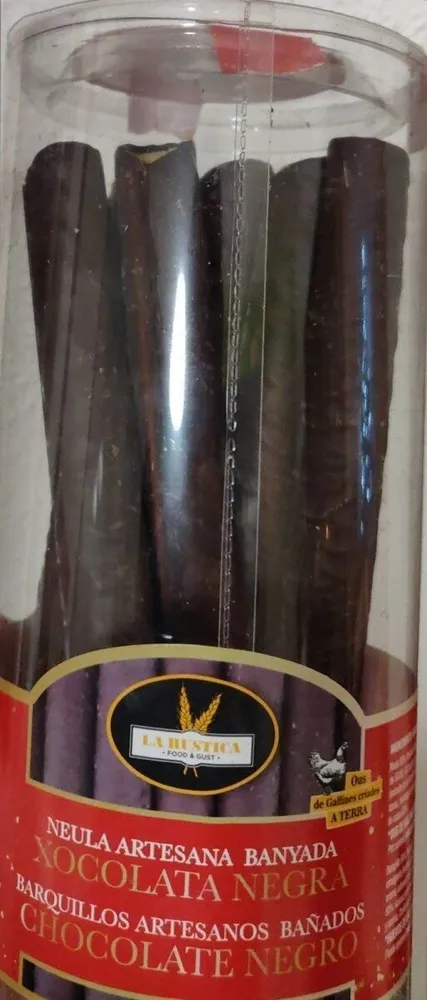Barquillos Artesanos bañados chocolate negro