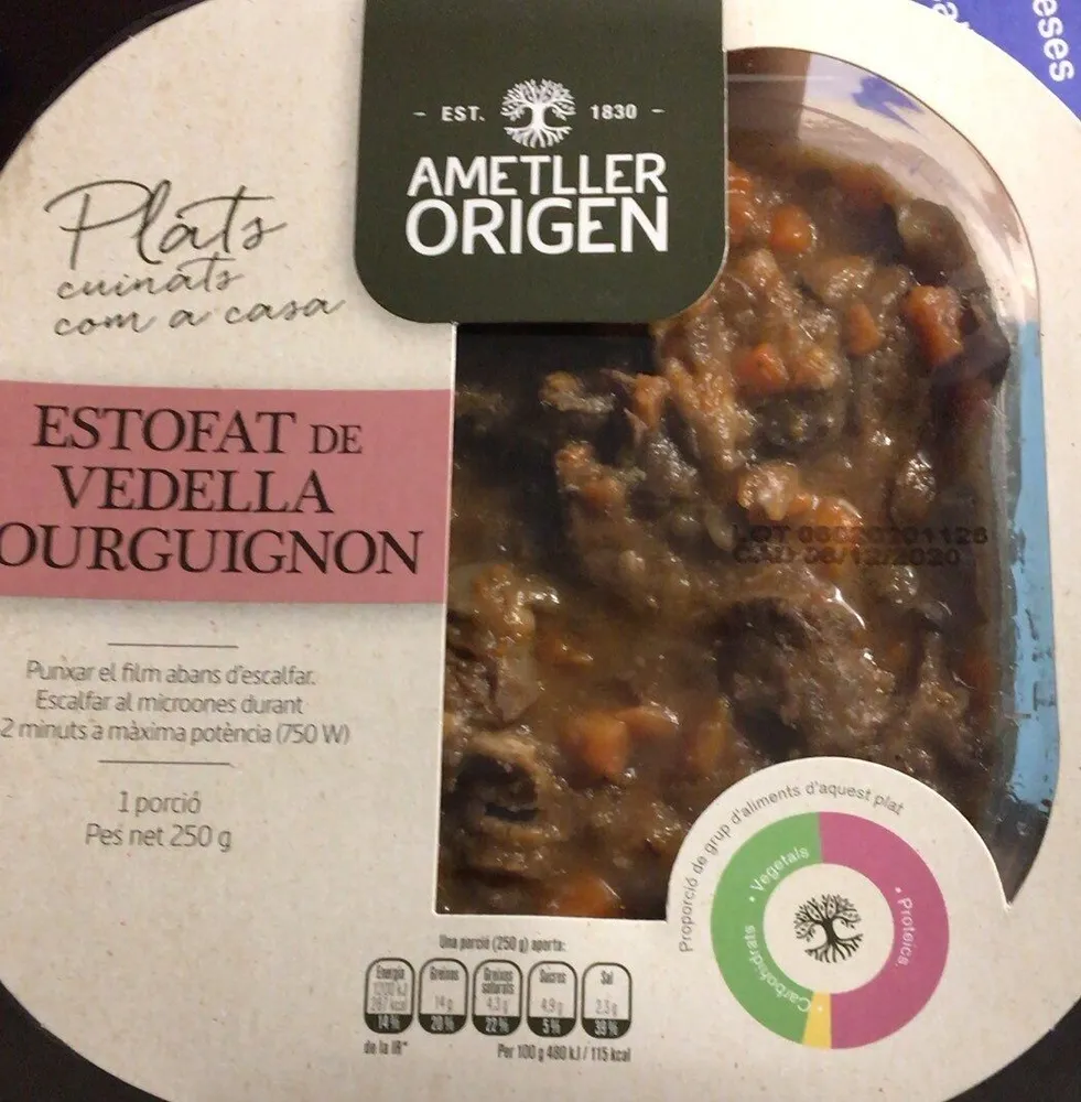 Estofat de vedella Bourguignon