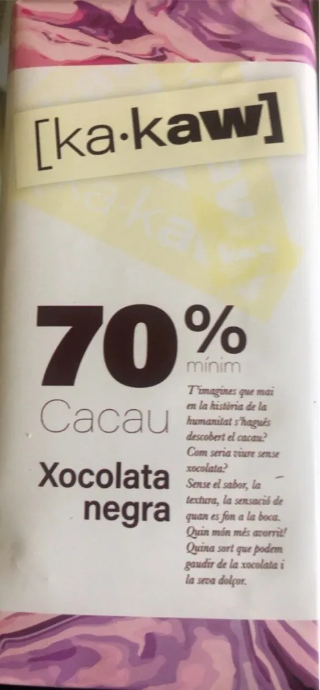 Xocolata negra 70% cacau Ka•kaw