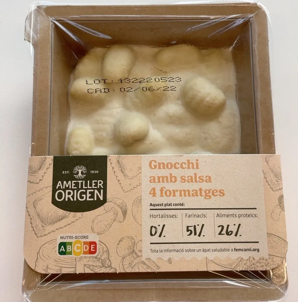 Gnocchi amb salsa 4 formatges