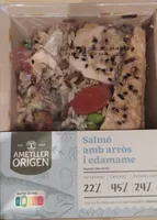 Salmó amb arròs i edamame