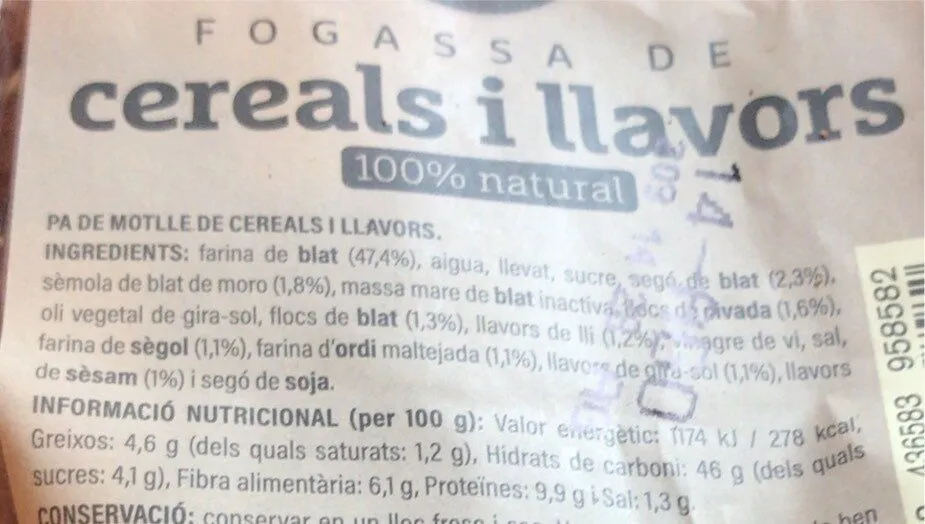 fogassa de cereals i llavors