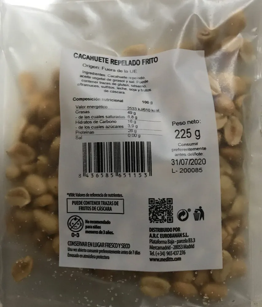 Cacahuete repelado frito