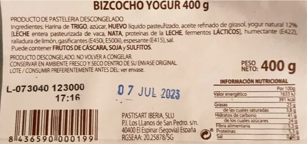 Bizcocho yogur