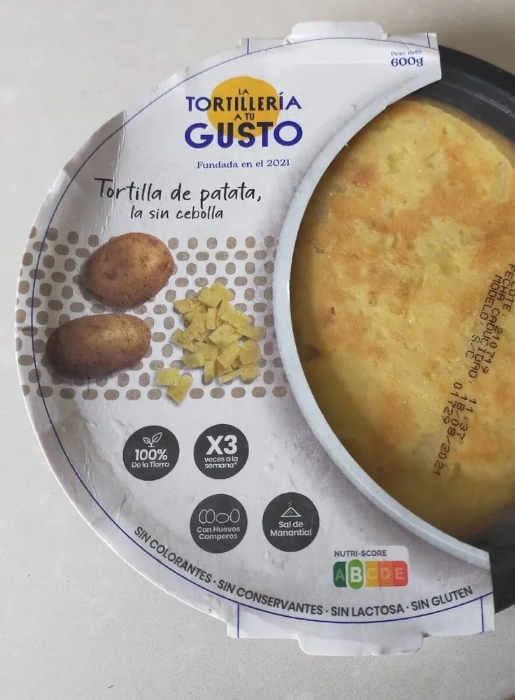 Tortilla de patata, sin cebolla