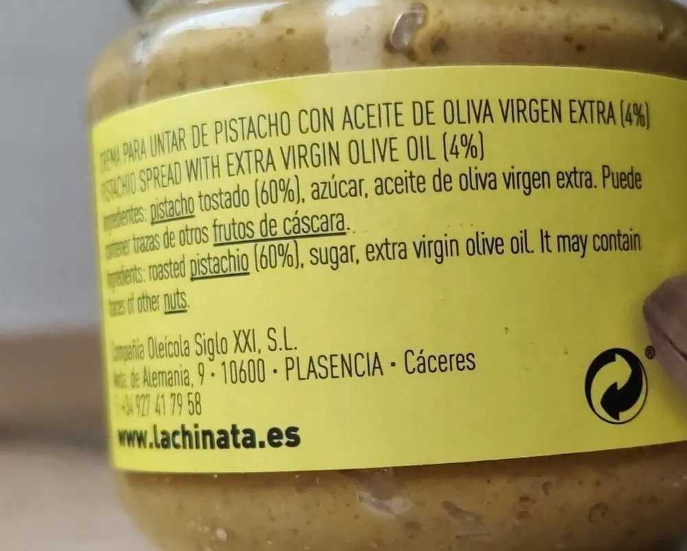 Crema de pistacho con aceite de oliva