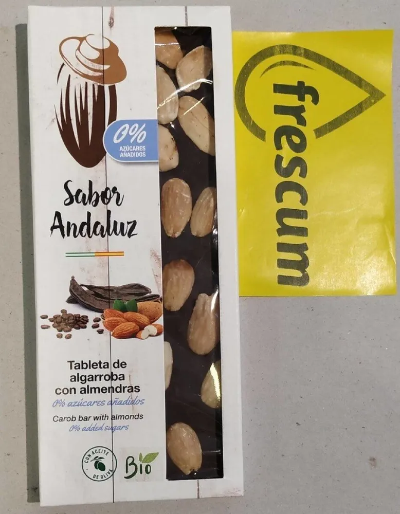 Tableta Algarroba Almendras Bio 100 gr. Sabor Andaluz