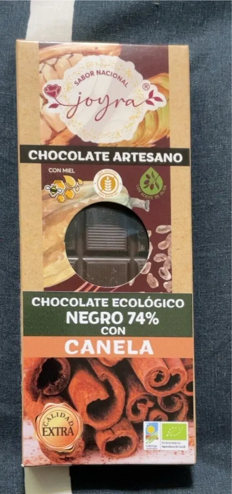 Chocolate negro 74% artesano con miel y canela