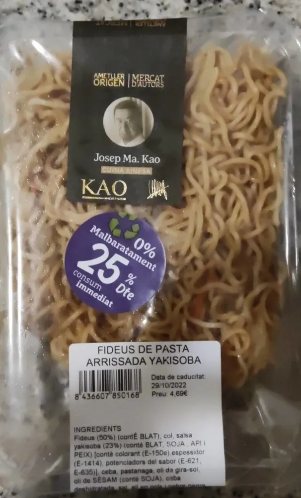 Fideus de pasta arrissada yakisoba