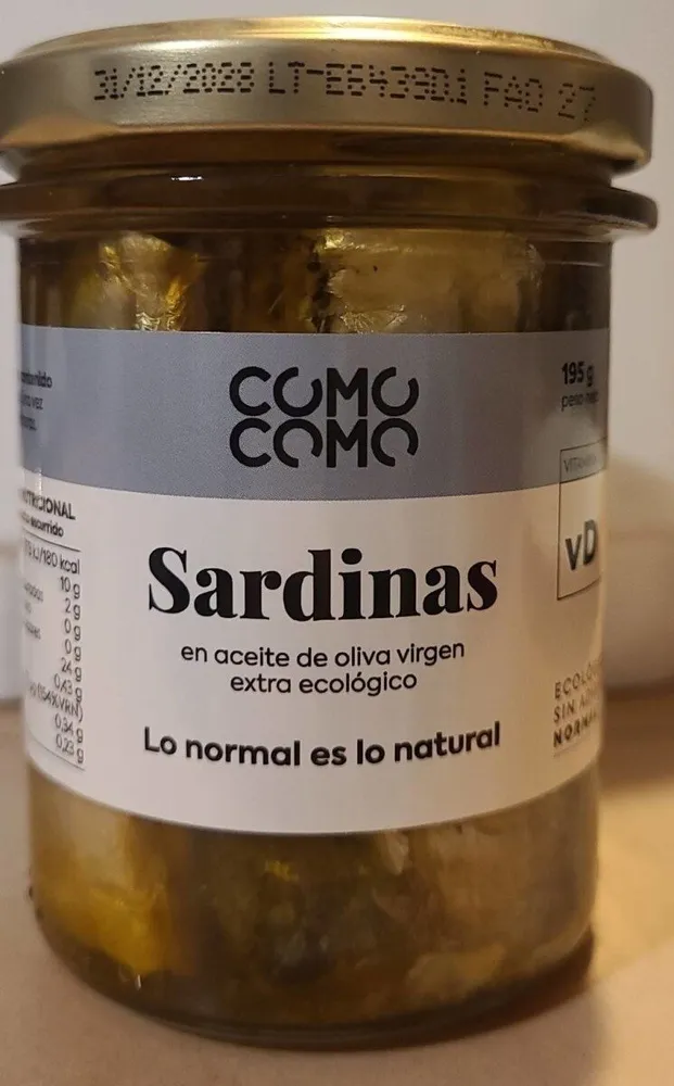 SARDINAS en aceite de oliva de oliva virgen extra ecologico