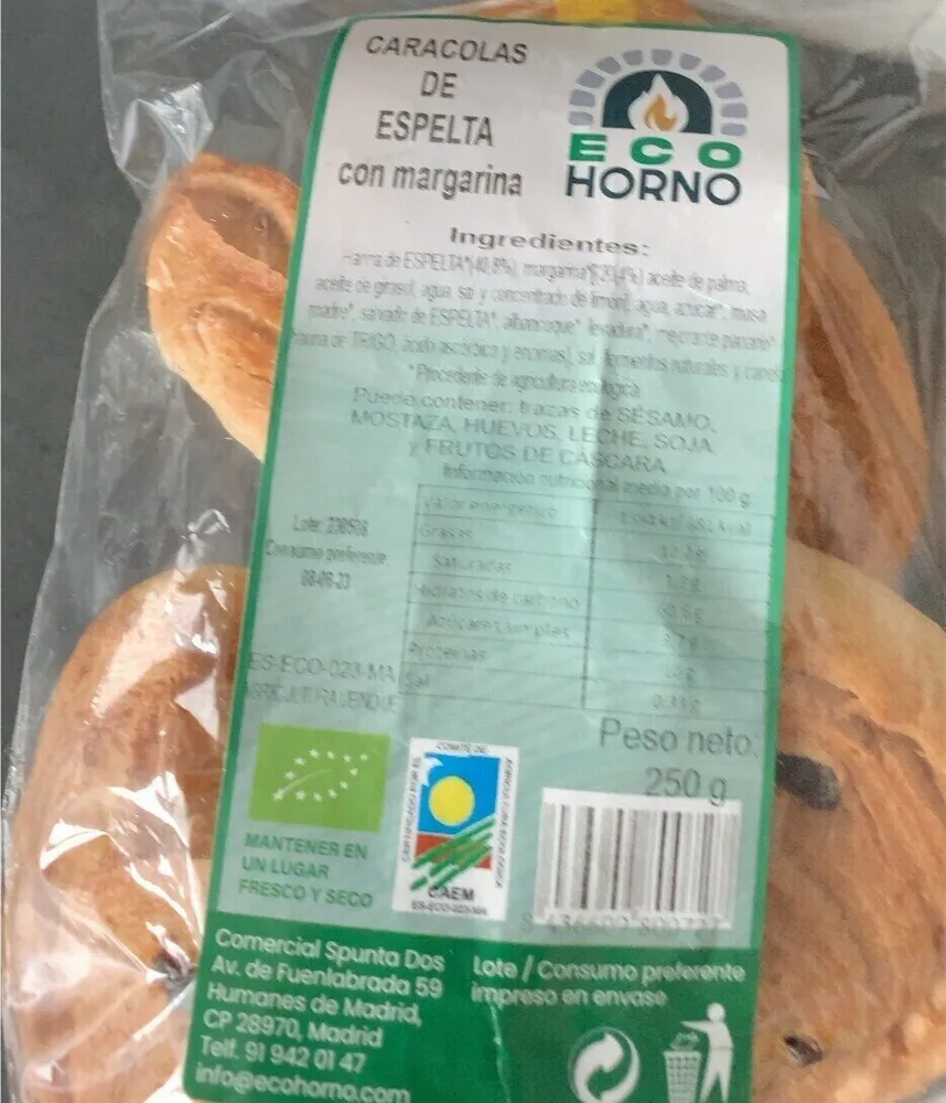 Caracolas de espelta con margarina