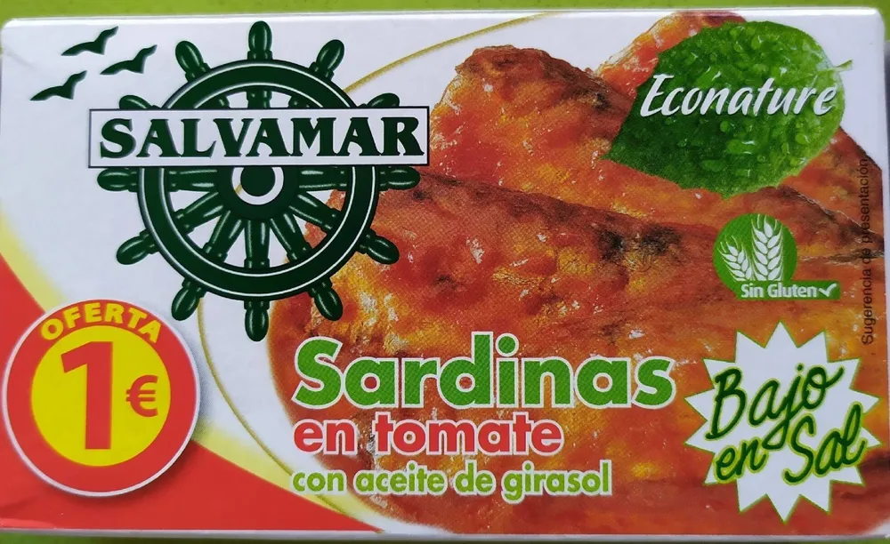 Sardinas en tomate con aceite de girasol