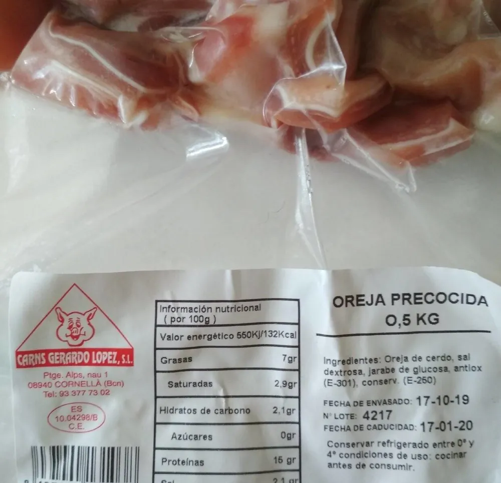 Oreja precocida 0.5 kg