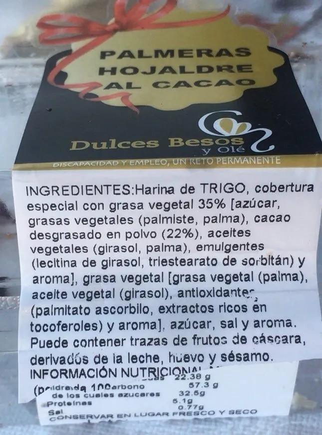 Palmeras hojaldre al cacao