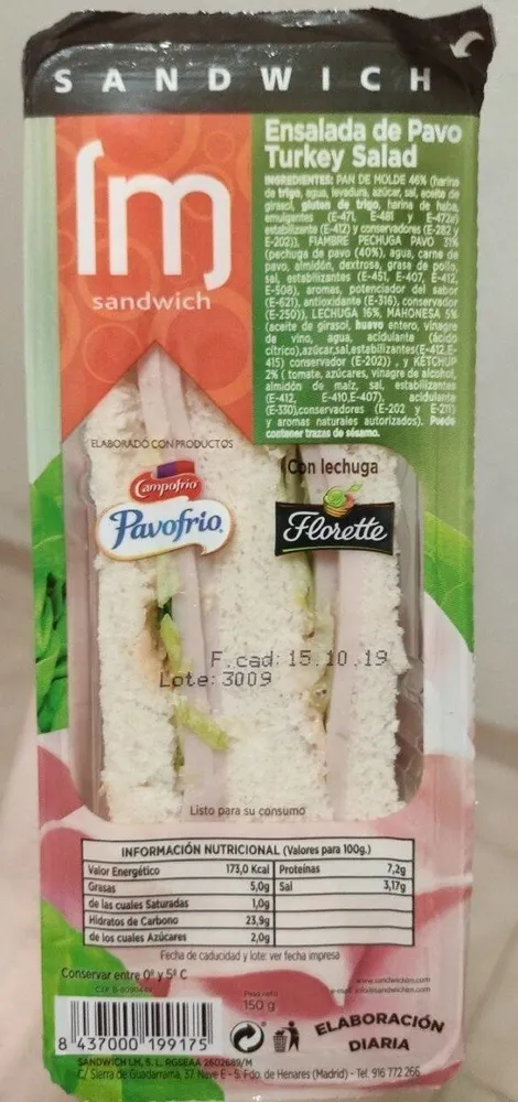 Sándwich de ensalada de pavo