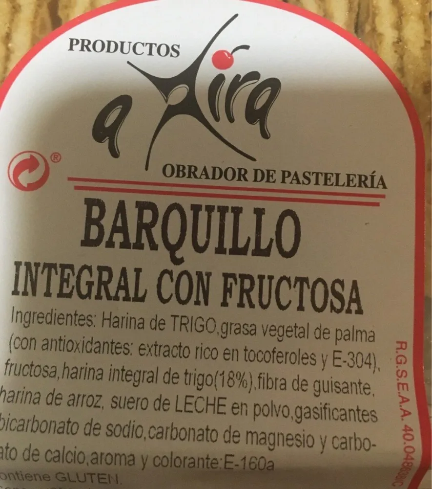 Barquillo inegral con fructosa