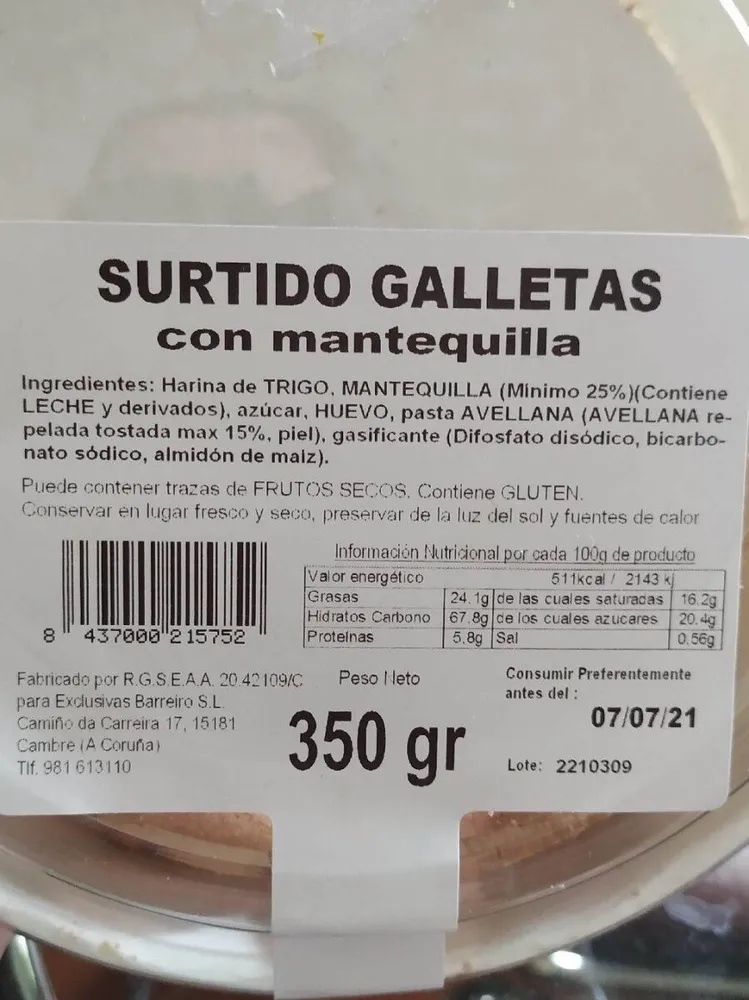 Surtido galletas con mantequilla