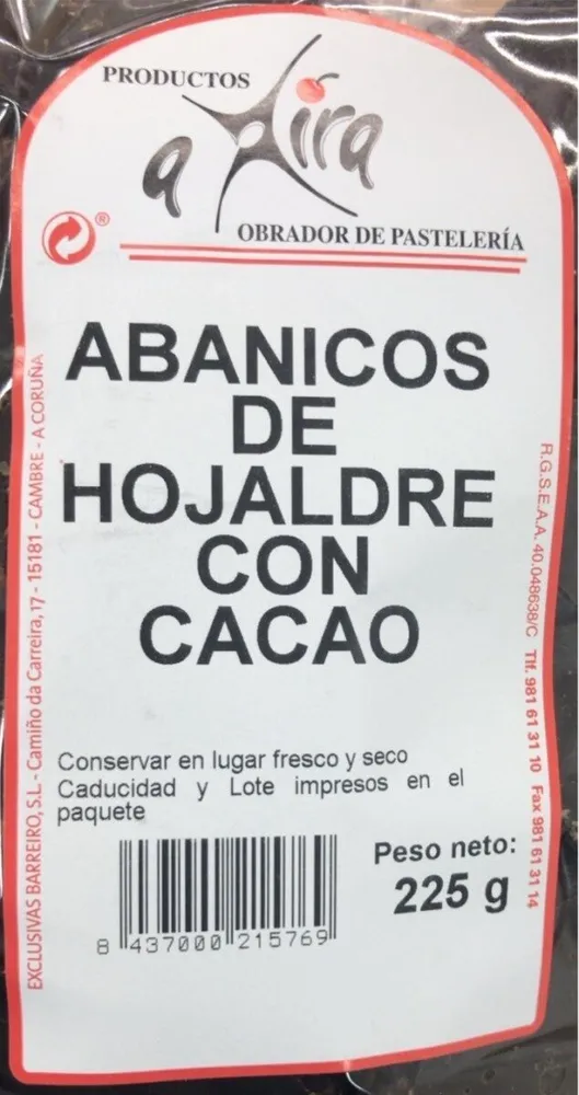 Abanicos de hojaldre con cacao