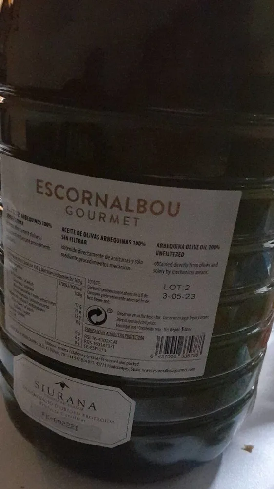 Aceite de olivas arbequinas sin filtrar