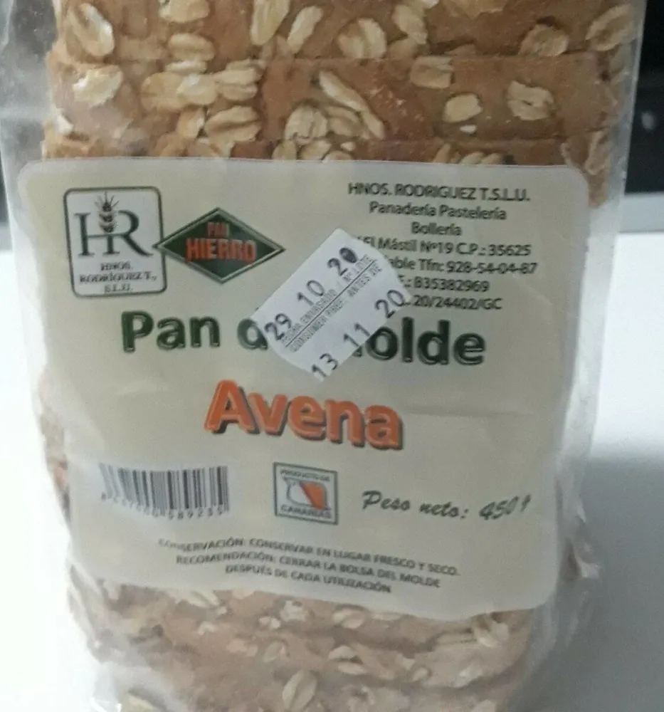 Pan de molde avena