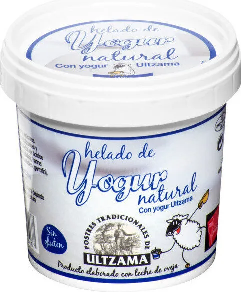 Helado de yogur natural con leche de oveja sin gluten tarrina