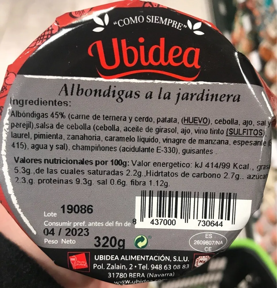 Albóndigas a la jardinera