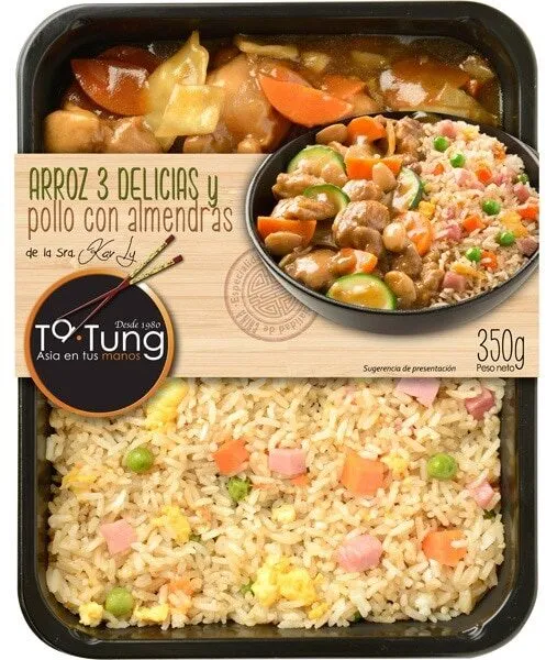 Arroz 3 delicias y pollo con almendras
