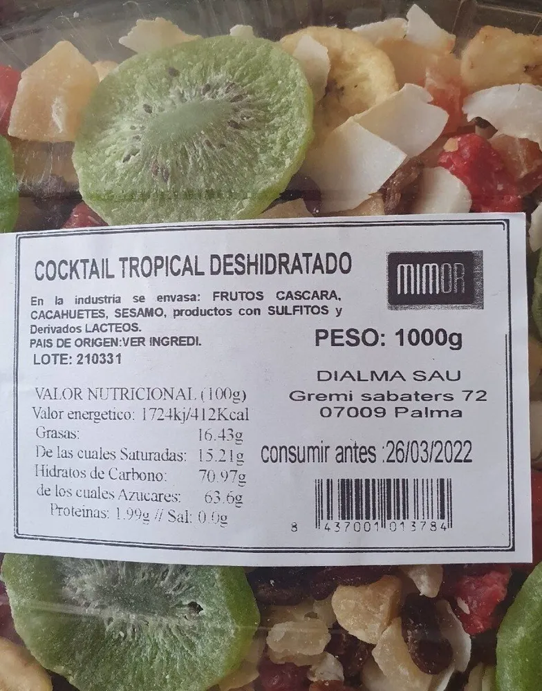 Cocktail tropical deshidratado