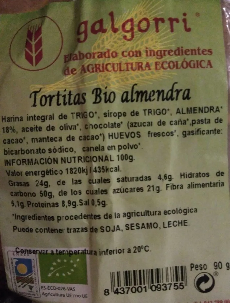 Tortitas Bio almendra