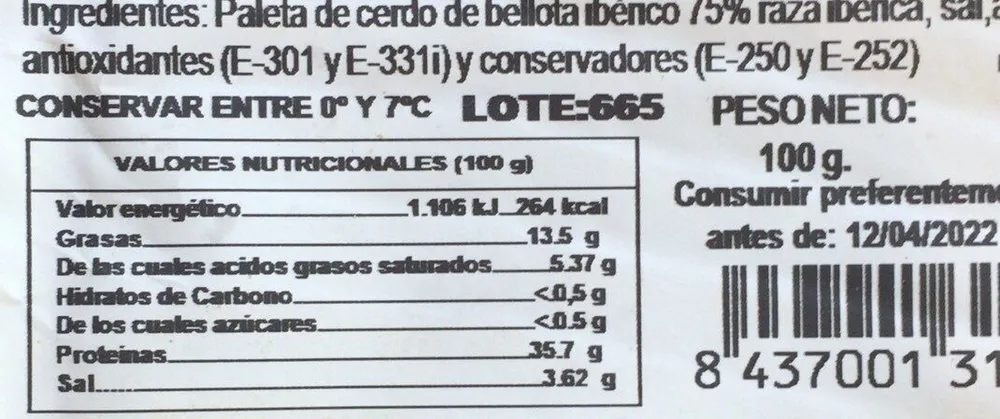 Paleta de bellota ibérica 75%