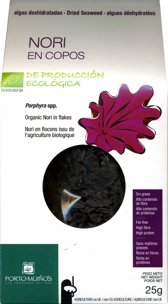 Algas deshidratadas nori en copos