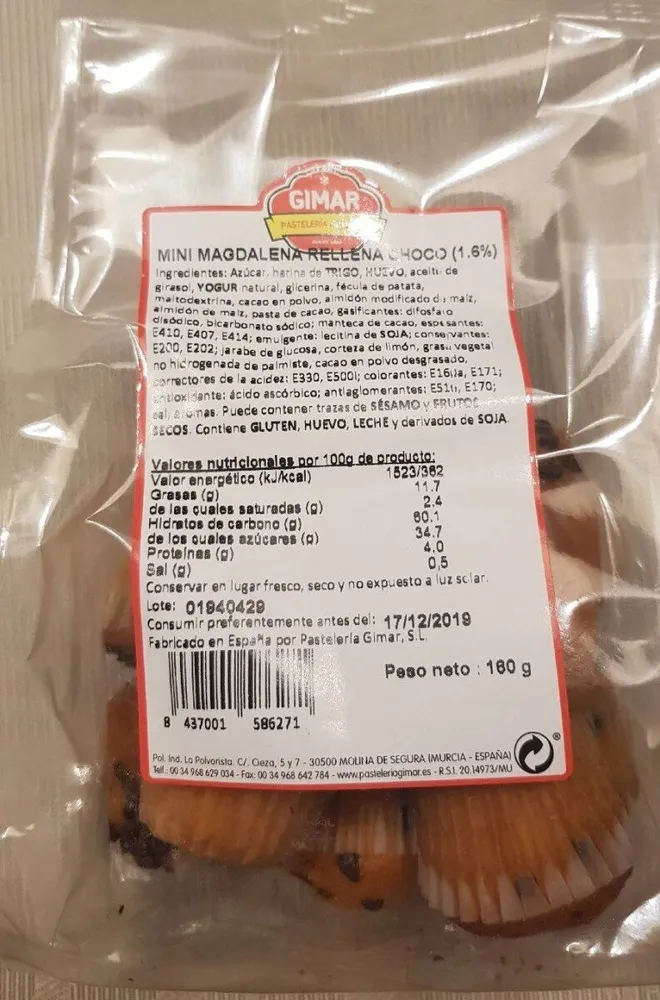 Mini Magdalena rellena choco
