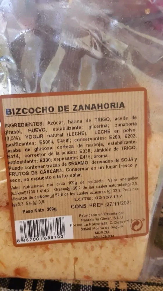 Bizcocho de Zanahoria